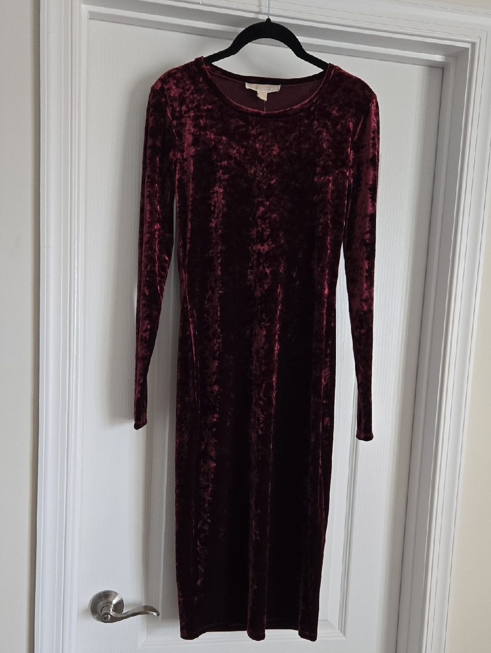 NWT Michael Kors Velvet Midi Dress Long Sleeve Burgundy Merlot Small